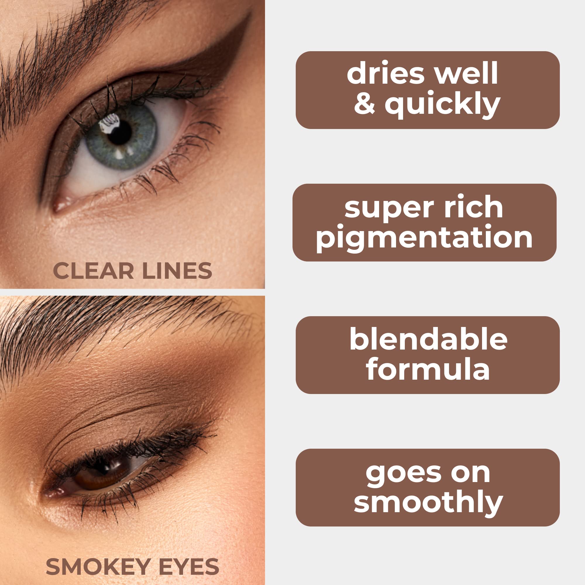 Lamel Matte Liquid Eyeshadow applicator close-up shows easy, one-stroke color payoff.