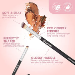 Lamora blender brush features dense bristles for even pigment dispersion.
