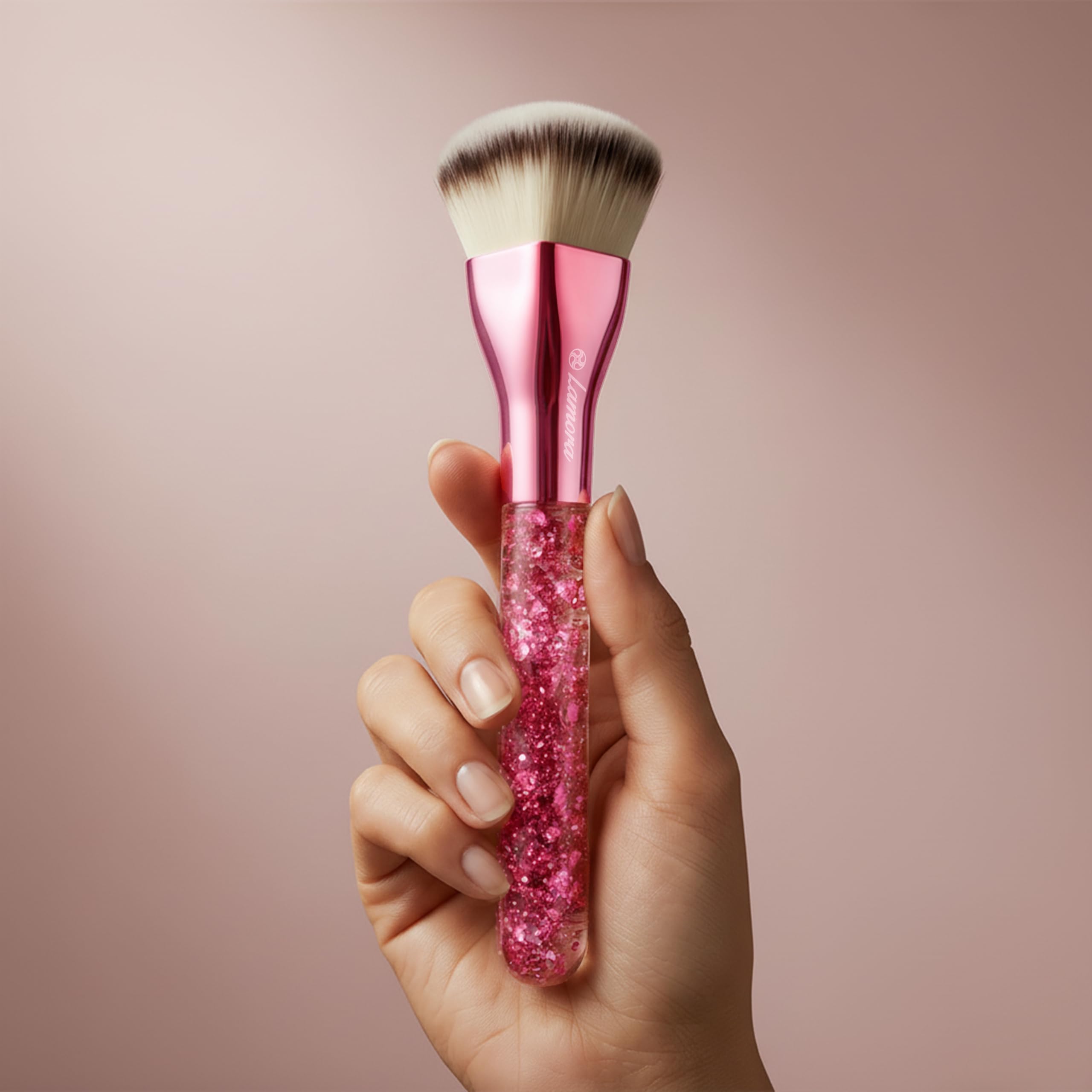 Lamora kabuki-contour-brush ergonomic-handle supports controlled contouring and sculpting.