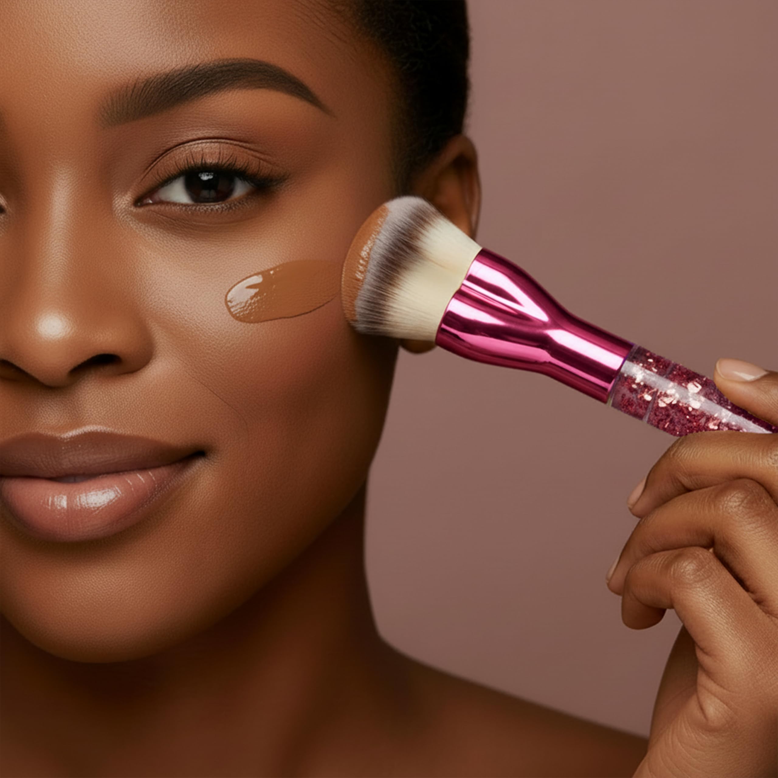 Lamora travel-friendly-brush-compact design fits in bags for mid-day touch-ups.