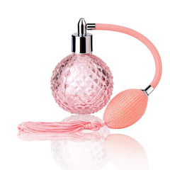 Lamoutor vintage perfume bottle pink crystal glass with refillable design for elegant fragrance storage