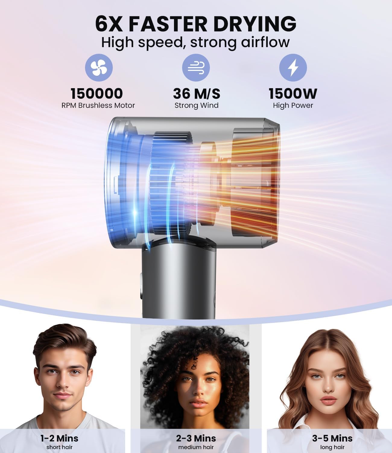 Lampick diffuser attachment enhances curls and smoother styling.
