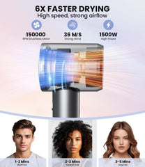 Lampick diffuser attachment enhances curls and smoother styling.