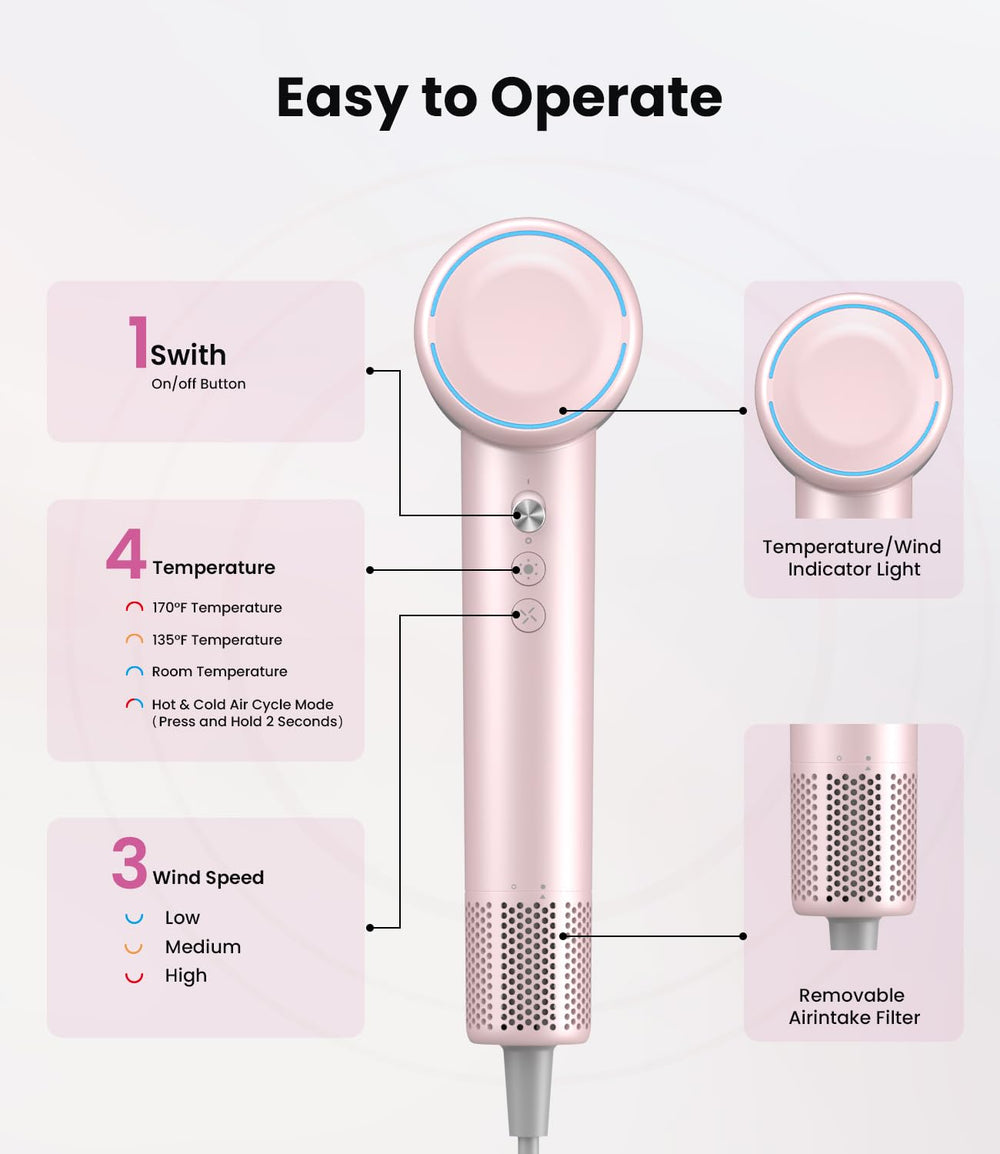 LAMPICK hot & cold air cycle mode enabling curl-friendly styling.