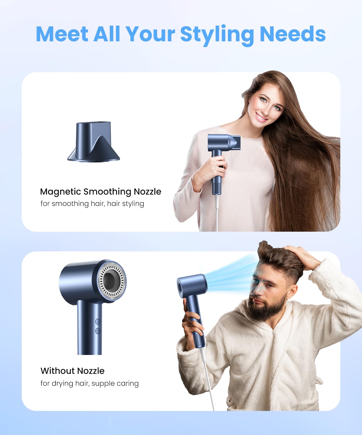 Lampick hair dryer is lightweight and portable for home and travel.