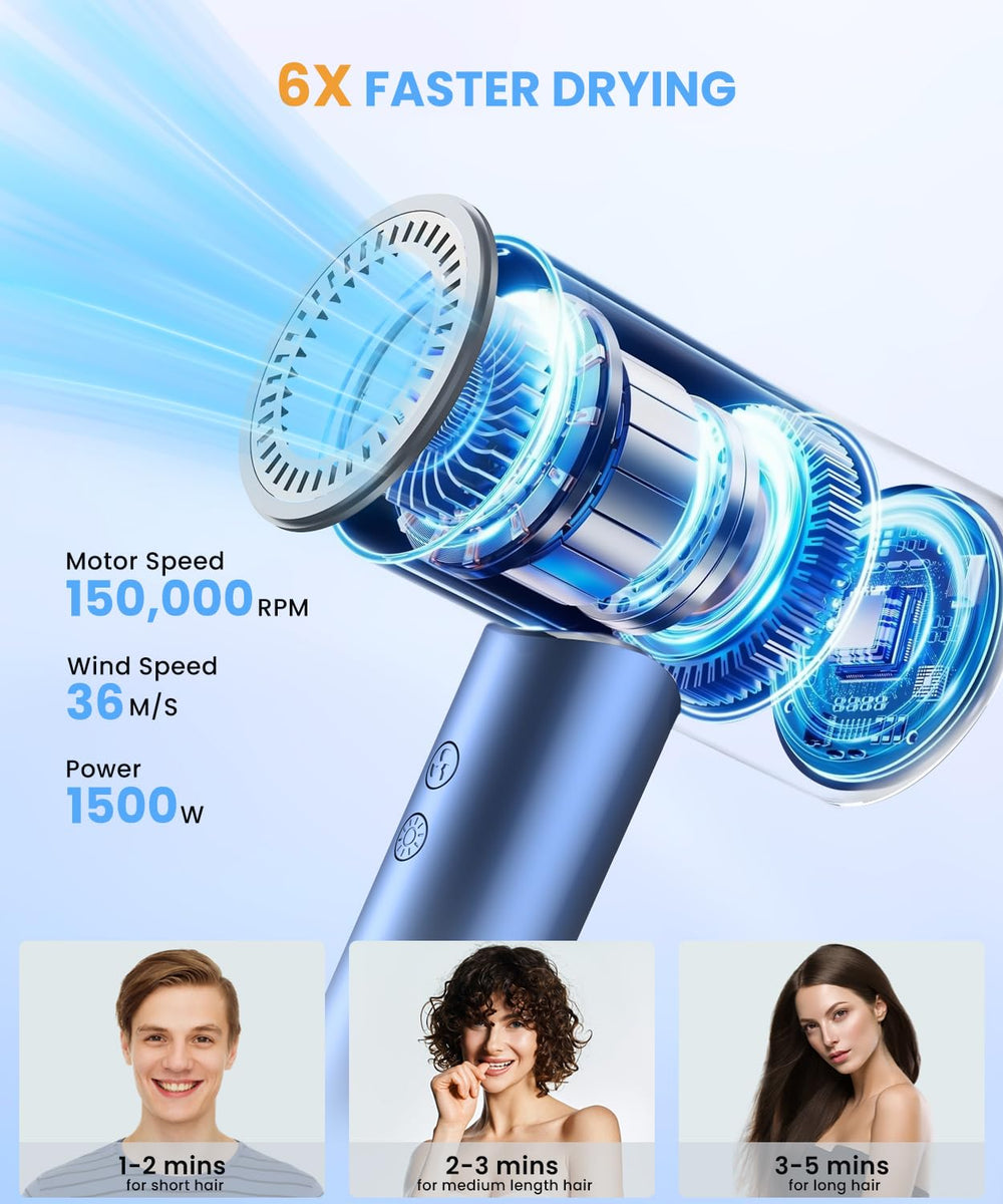 LAMPICK Hair Dryer with magnetic attachments enabling effortless snapping for versatile styling