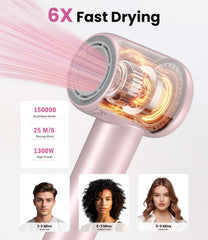 LAMPICK hair dryer with high-velocity airflow demonstrating quick drying.