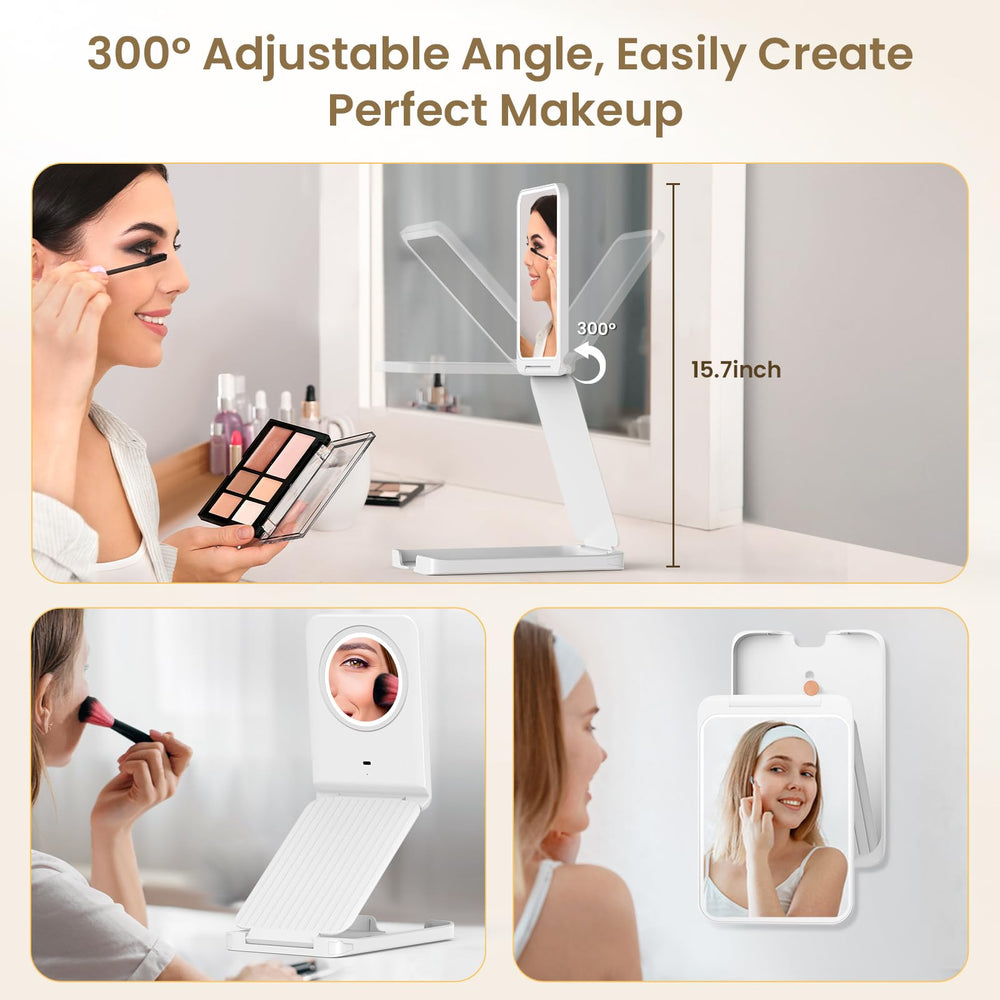LAMPICK travel mirror dimmable touch for customizable brightness.