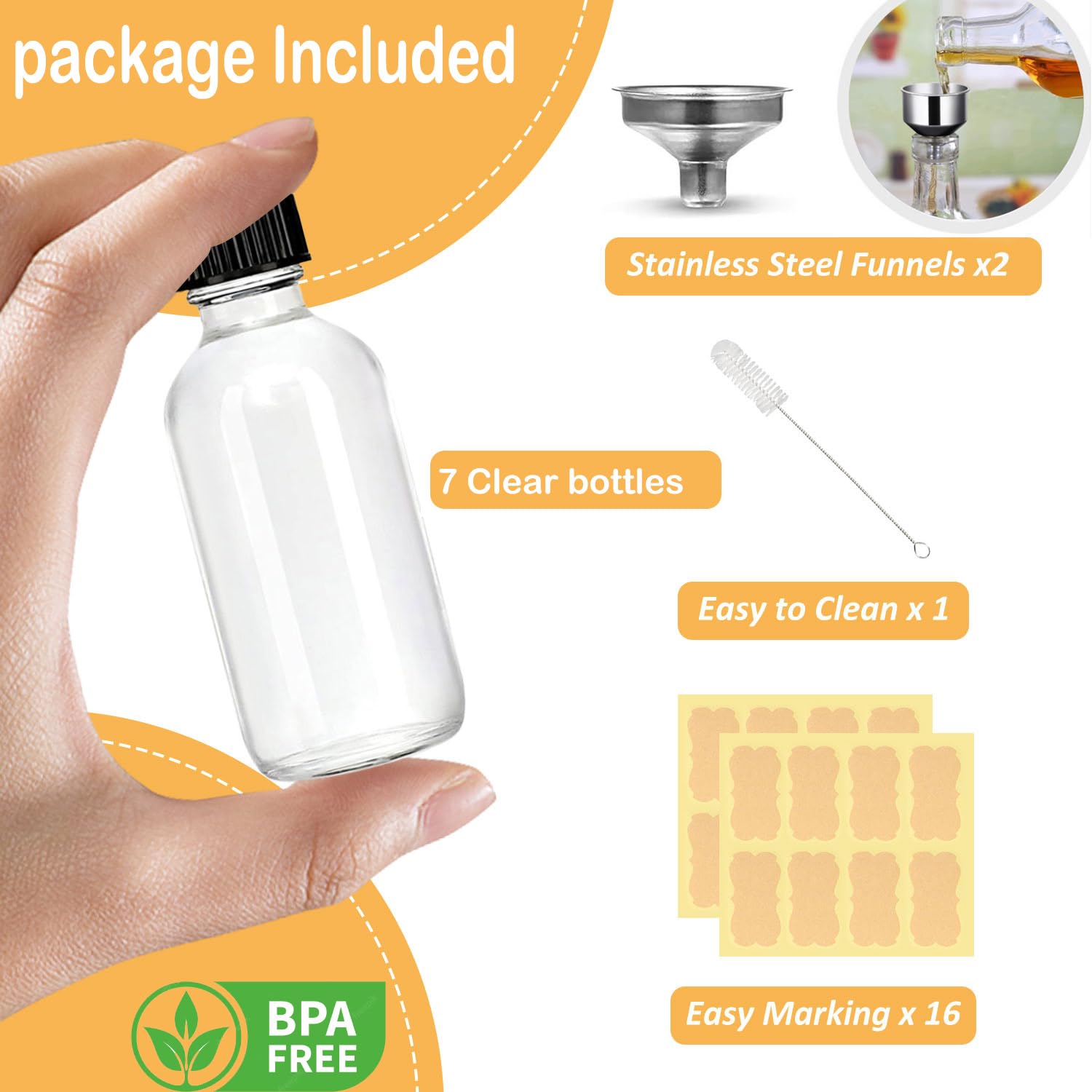 LANBEAUTIFY stainless steel funnels included for mess-free pouring