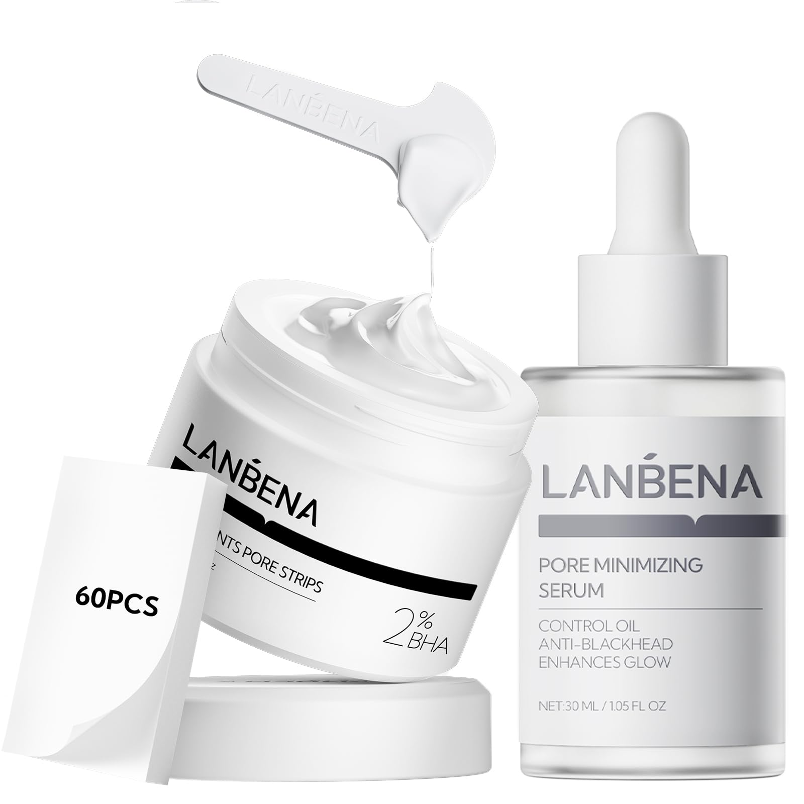 LANBENA 3 in 1 blackhead removal set nose strips clarify pores for smoother skin