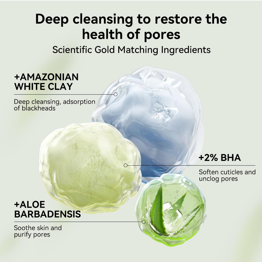 LANBENA white mud and aloe ingredients graphic signals deep cleansing and moisture retention.