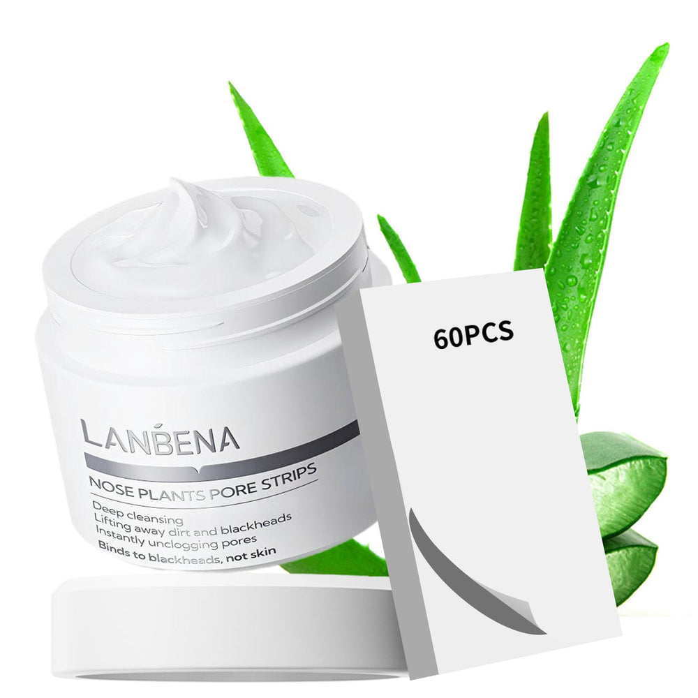 LANBENA blackhead mask bottle close-up showing pore-cleansing formula.