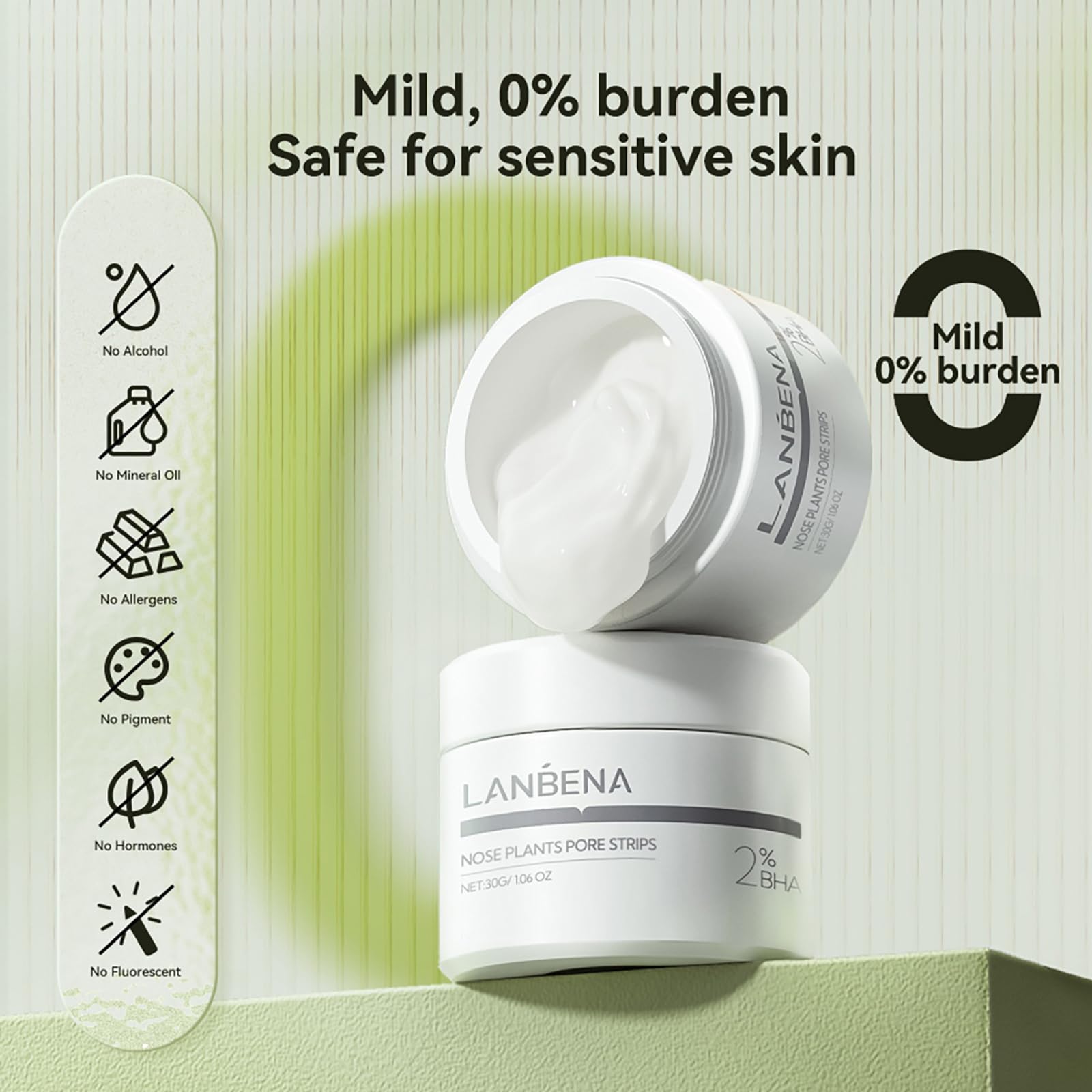 LANBENA blackhead remover brush included enables clean, convenient application.