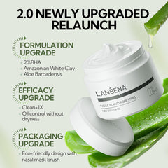 LANBENA blackhead remover mask application on the face demonstrates gentle cleansing.