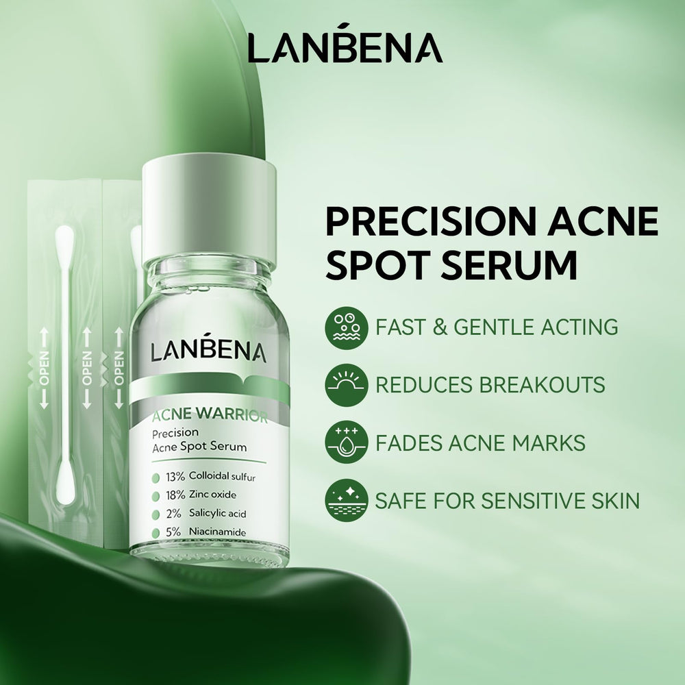LANBENA drying lotion overnight application shown for quick pore clearing.