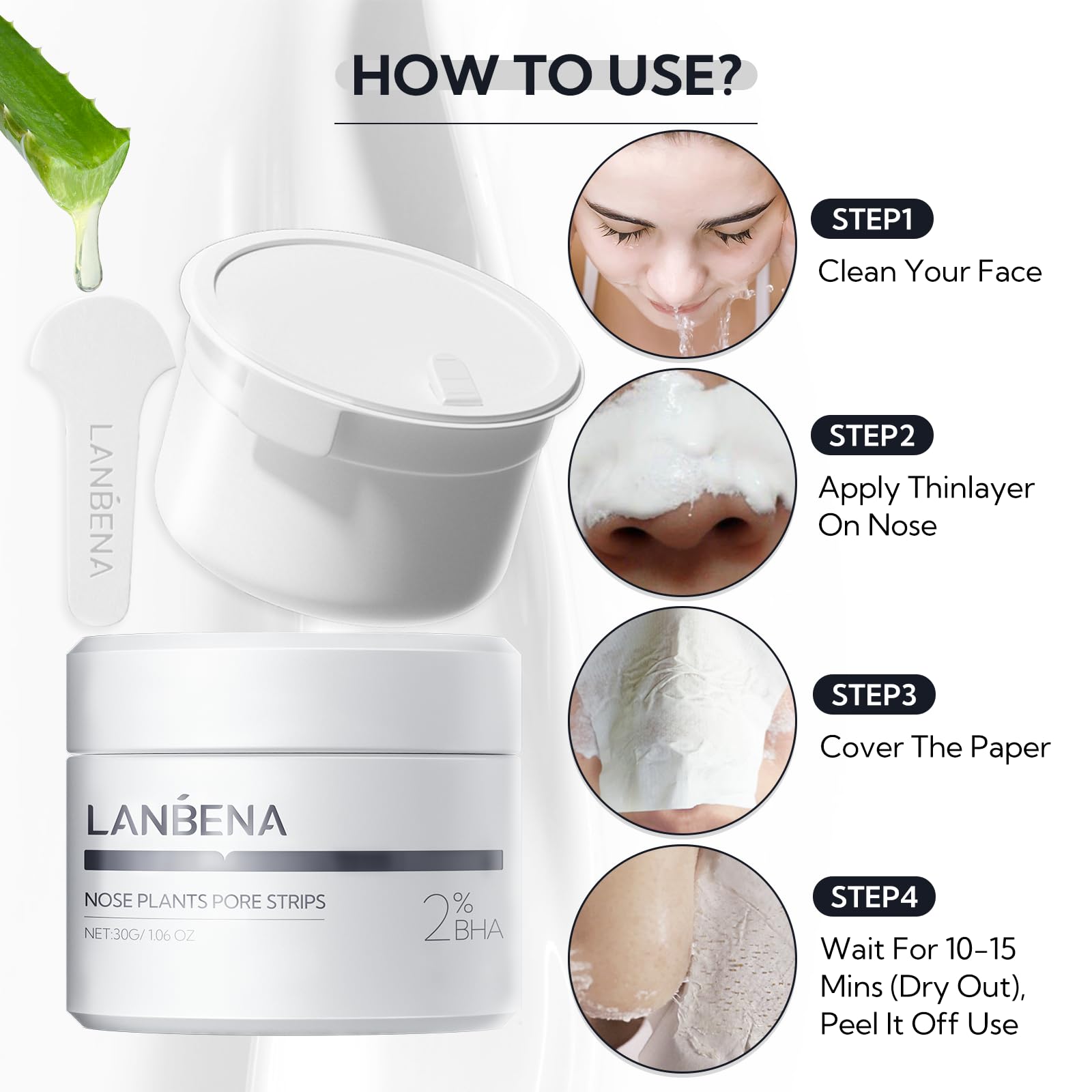 LANBENA multi-functional mask targets forehead, nose, chin, cheeks for comprehensive cleansing.