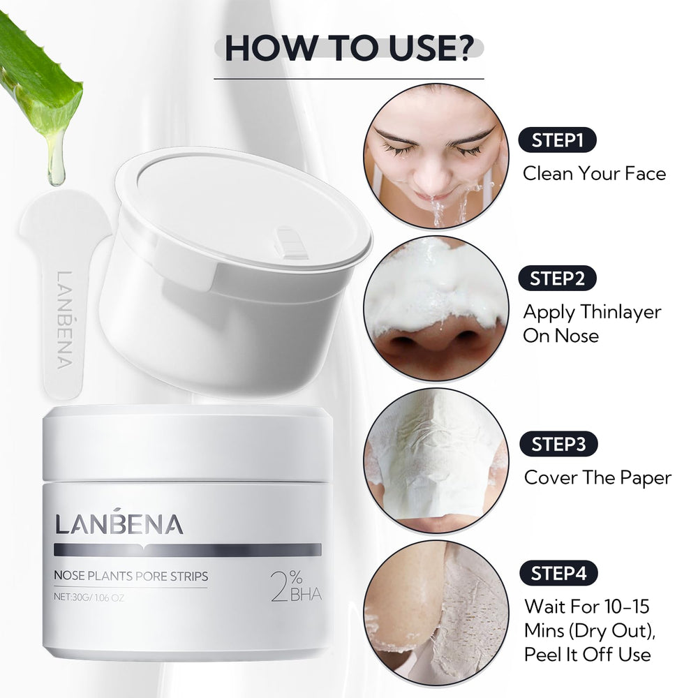 LANBENA multi-functional mask targets forehead, nose, chin, cheeks for comprehensive cleansing.