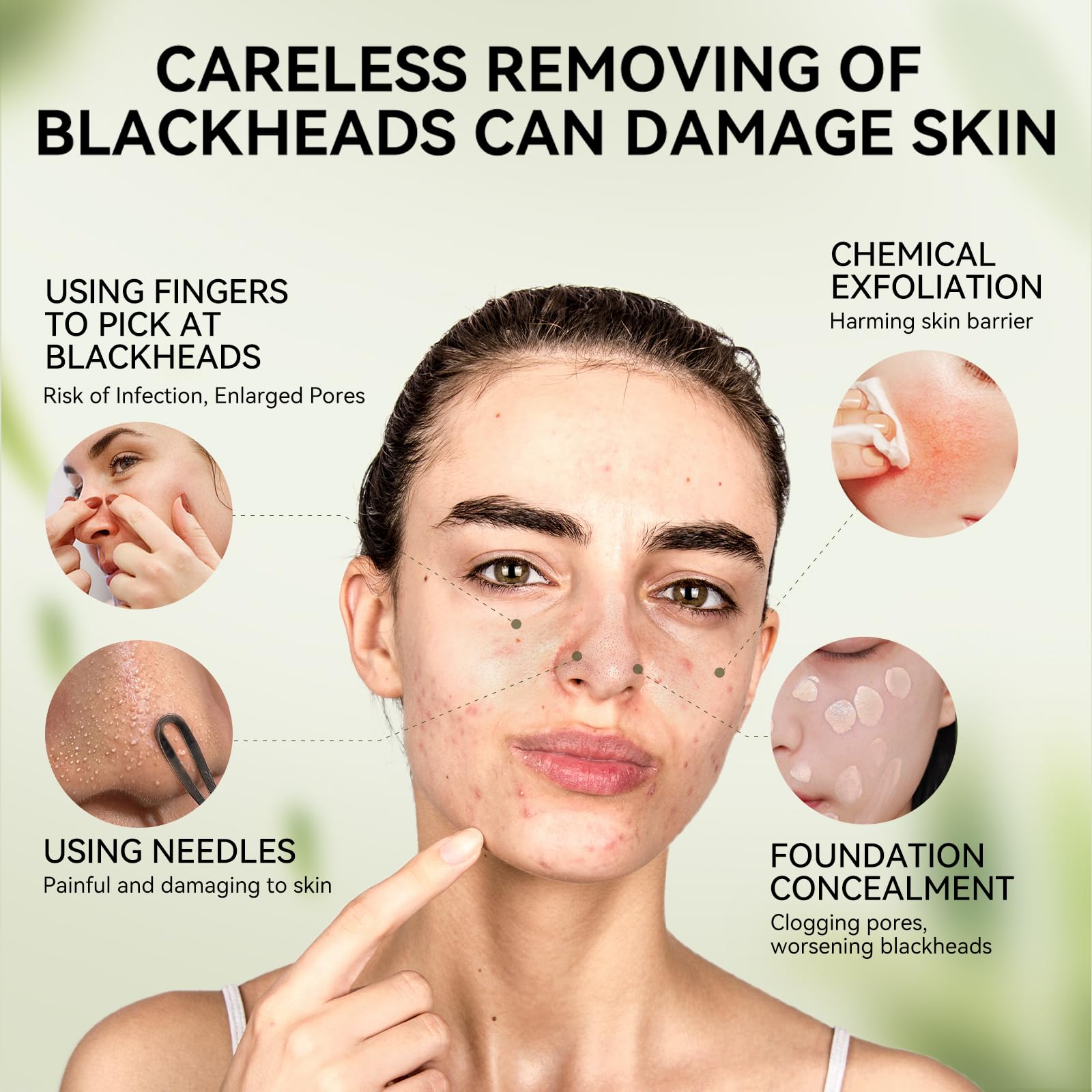 LANBENA nose-strip application on nose demonstrates gentle, soothing pore care.