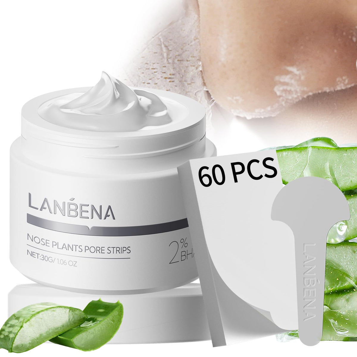LANBENA nose strip close-up showing deep cleansing action