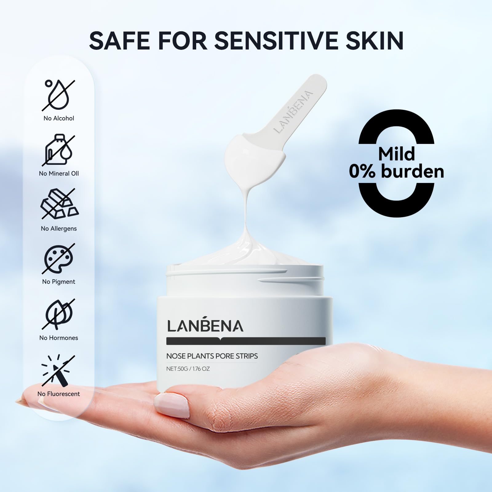 LANBENA nose strips step-by-step shot illustrates prep and initial application.