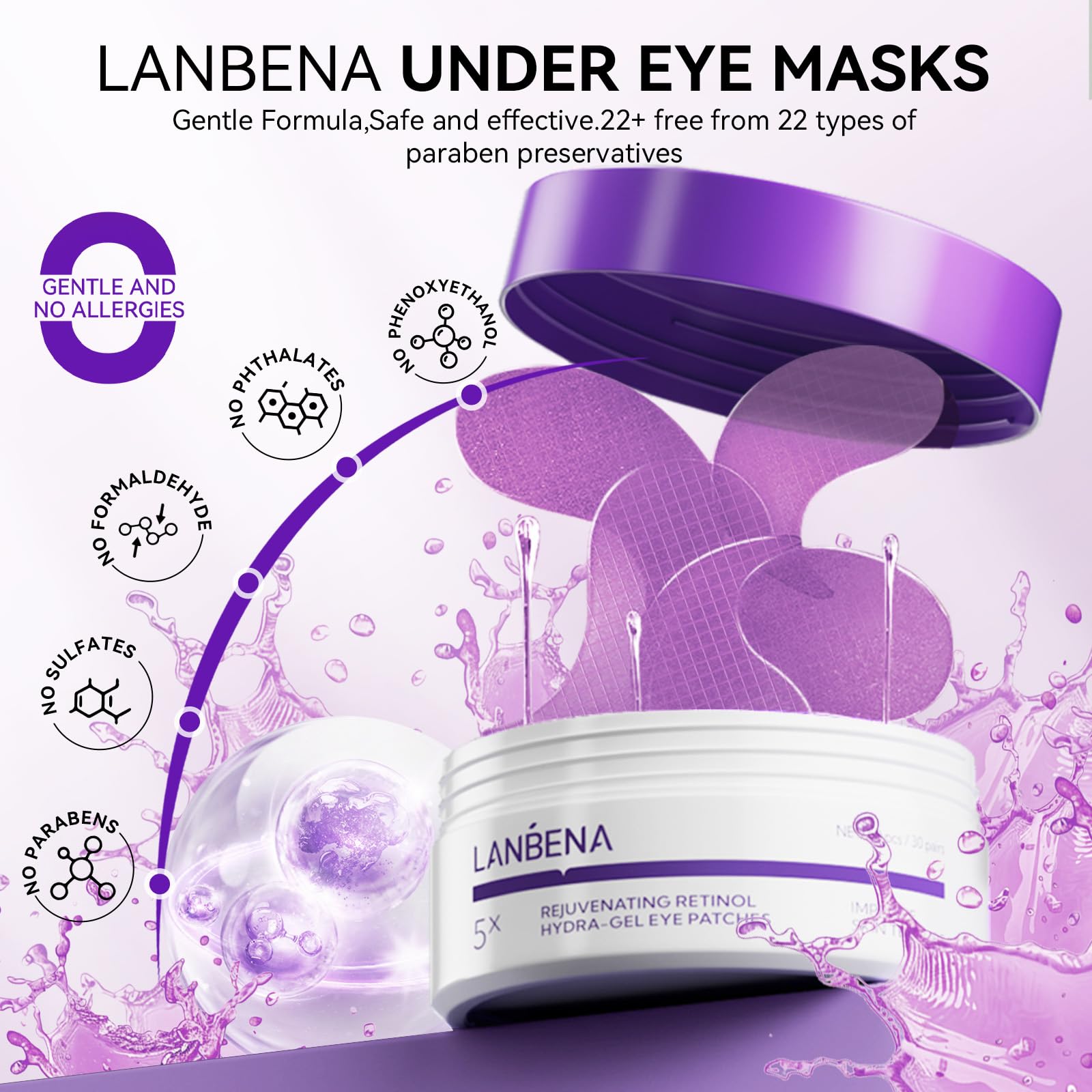 LANBENA retinol eye patches cooling effect soothes tired eyes