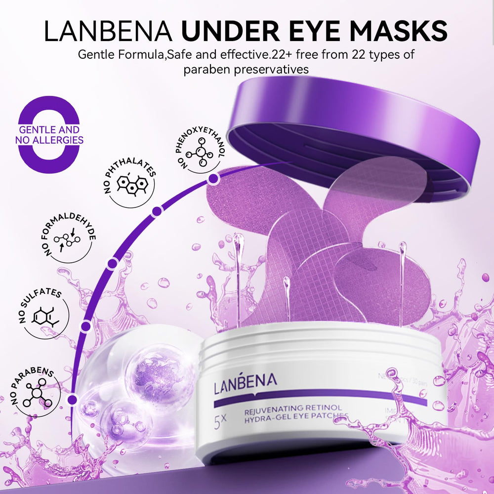 LANBENA retinol eye patches cooling effect soothes tired eyes