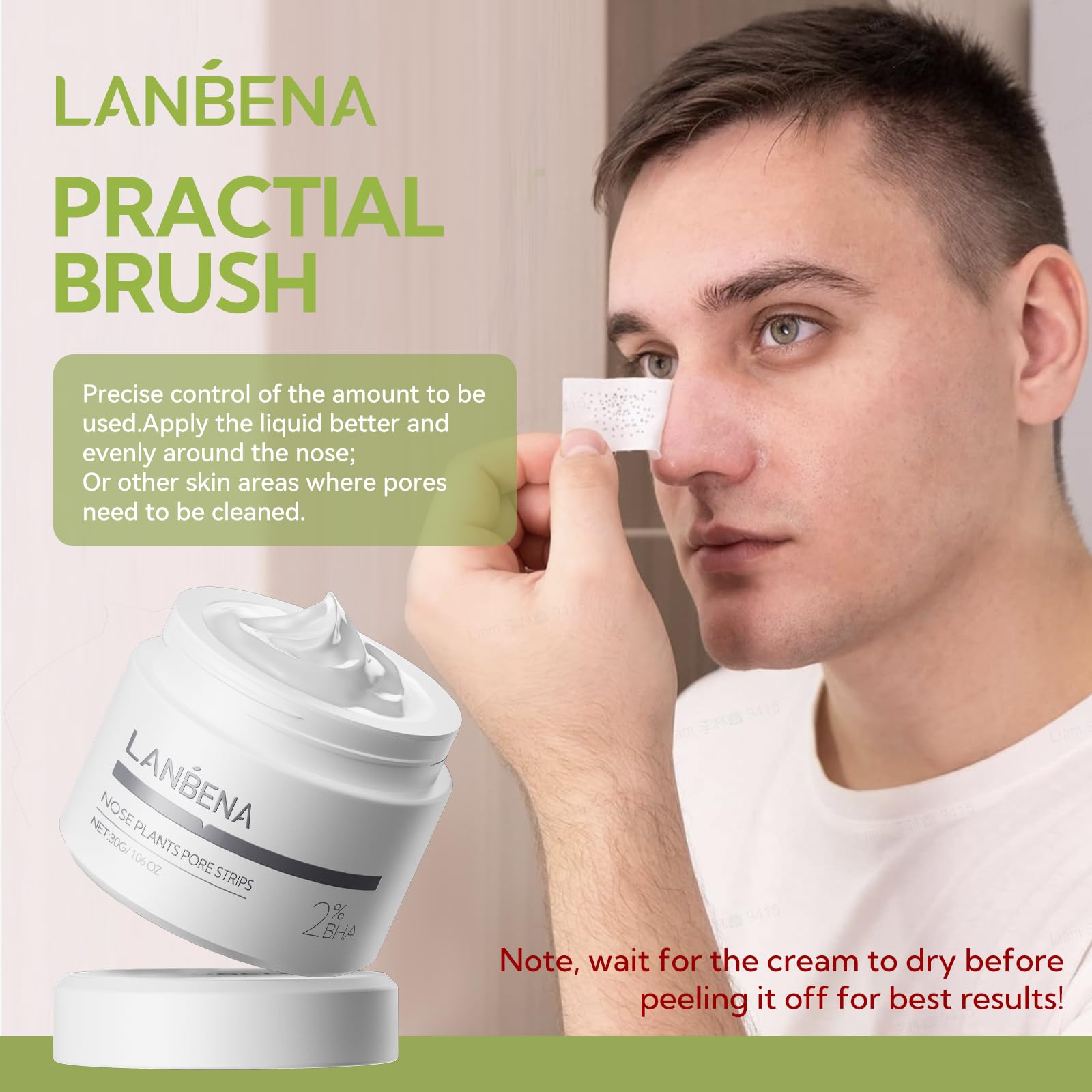 LANBENA warm-water prep shot shows bottle-friendly step to optimize results.