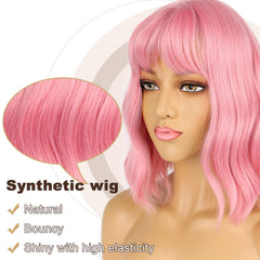 LANCAINI pastel wavy shoulder-length wig, versatile cosplay option.