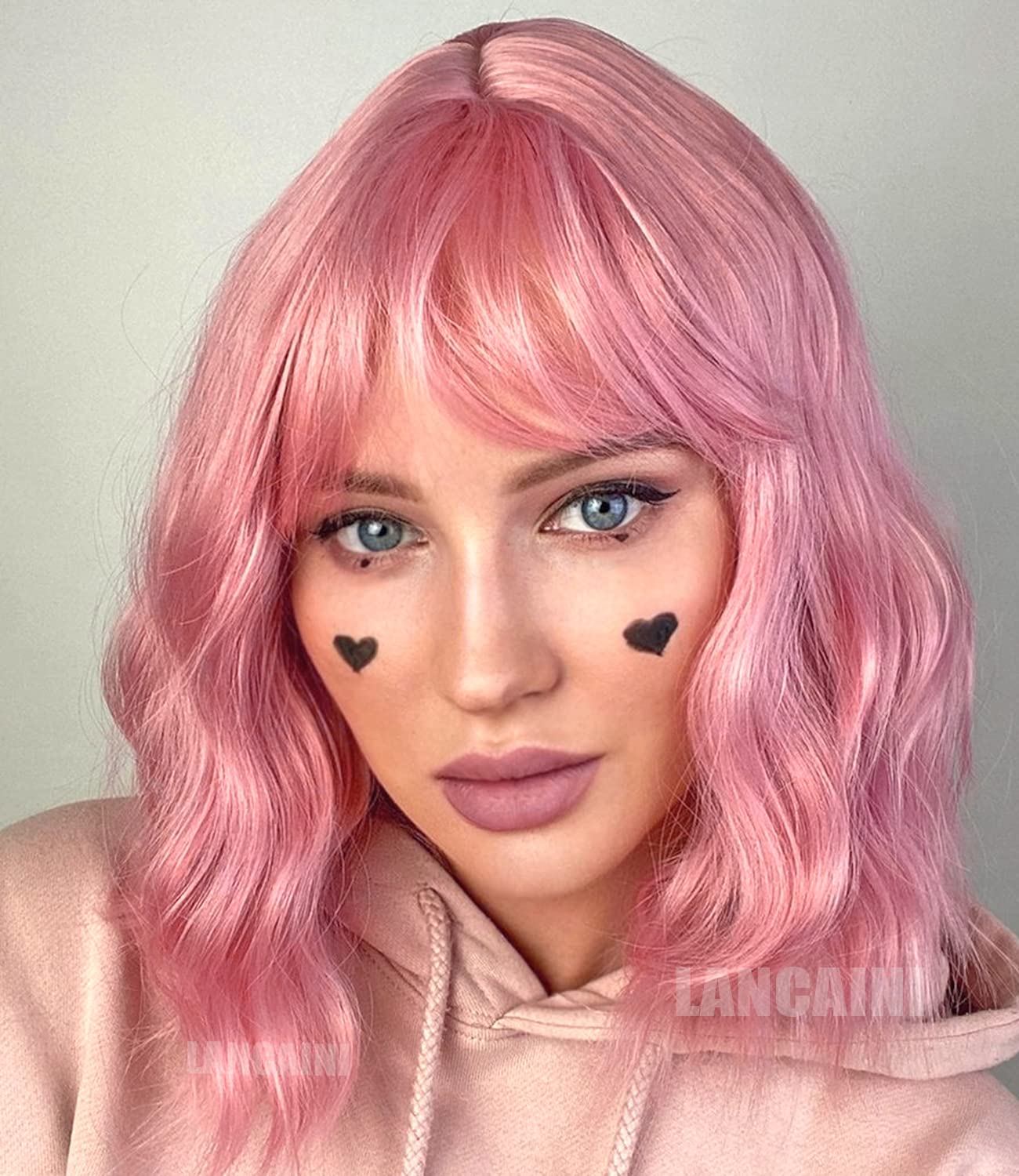 LANCAINI pastel wig cap with rose net, breathable comfort.