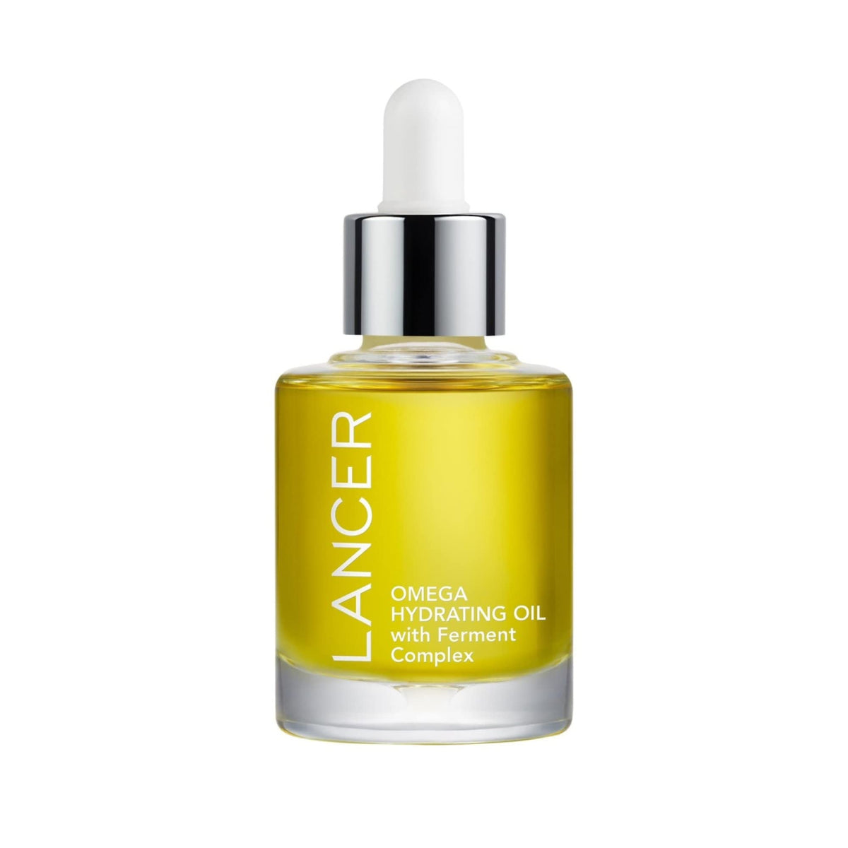 Lancer Omega Hydrating Oil bottle close-up for radiant, hydrated skin