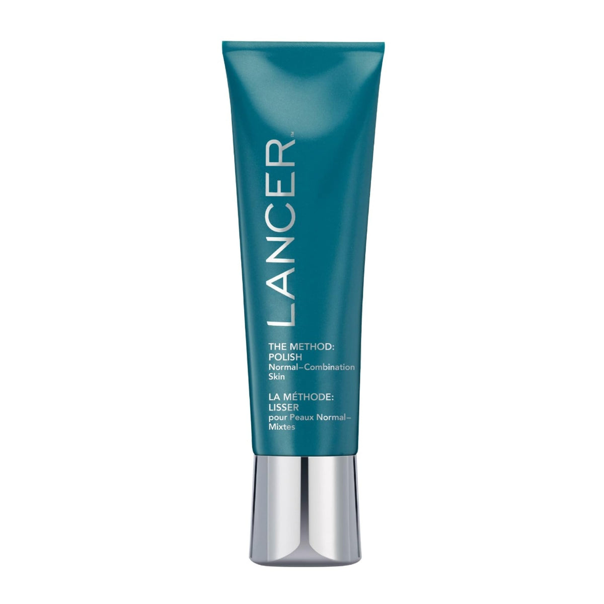 Lancer Polish Exfoliator bottle closeup showing natural minerals for smooth skin