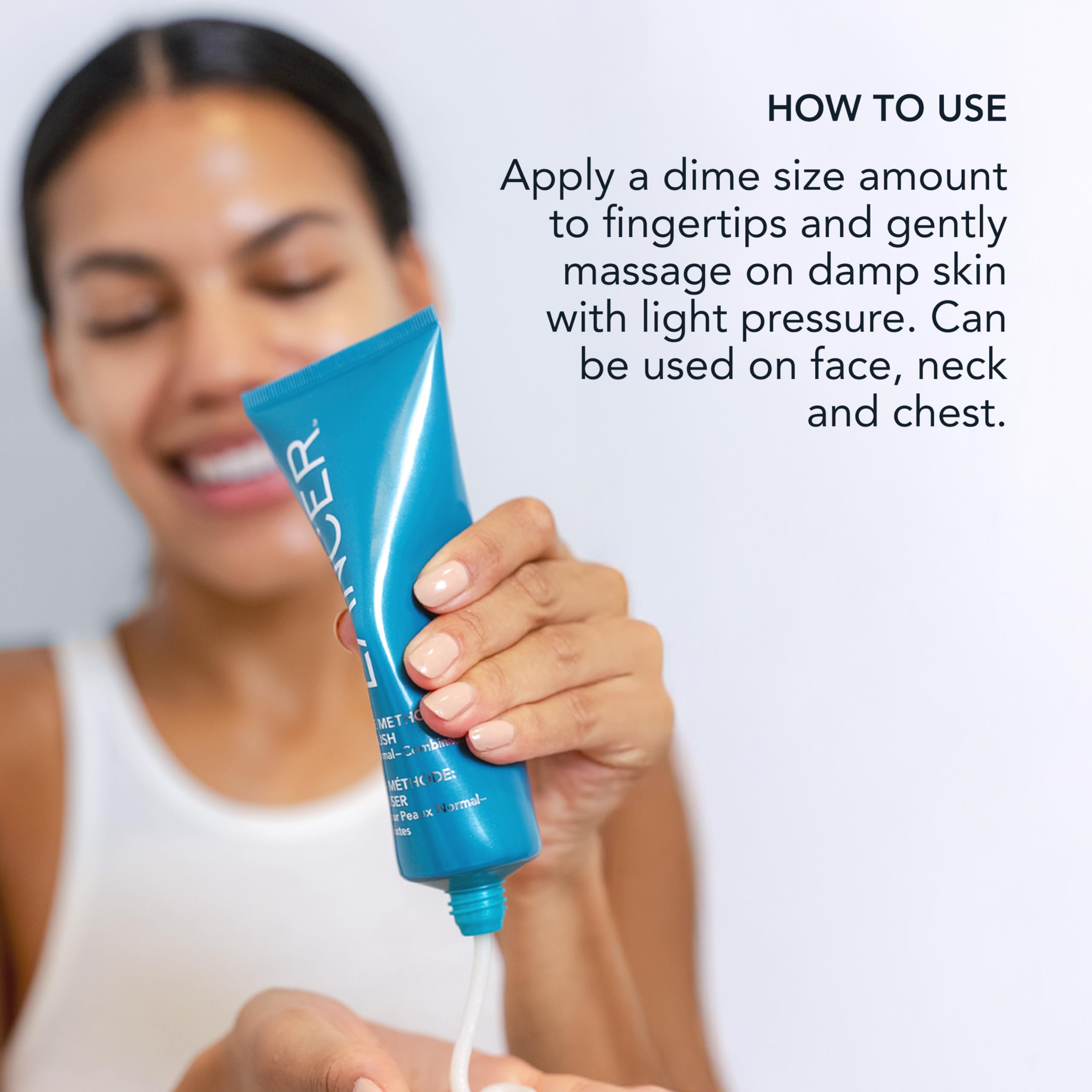 Lancer Polish Exfoliator on damp skin for dime-size application