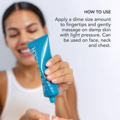 Lancer Polish Exfoliator on damp skin for dime-size application