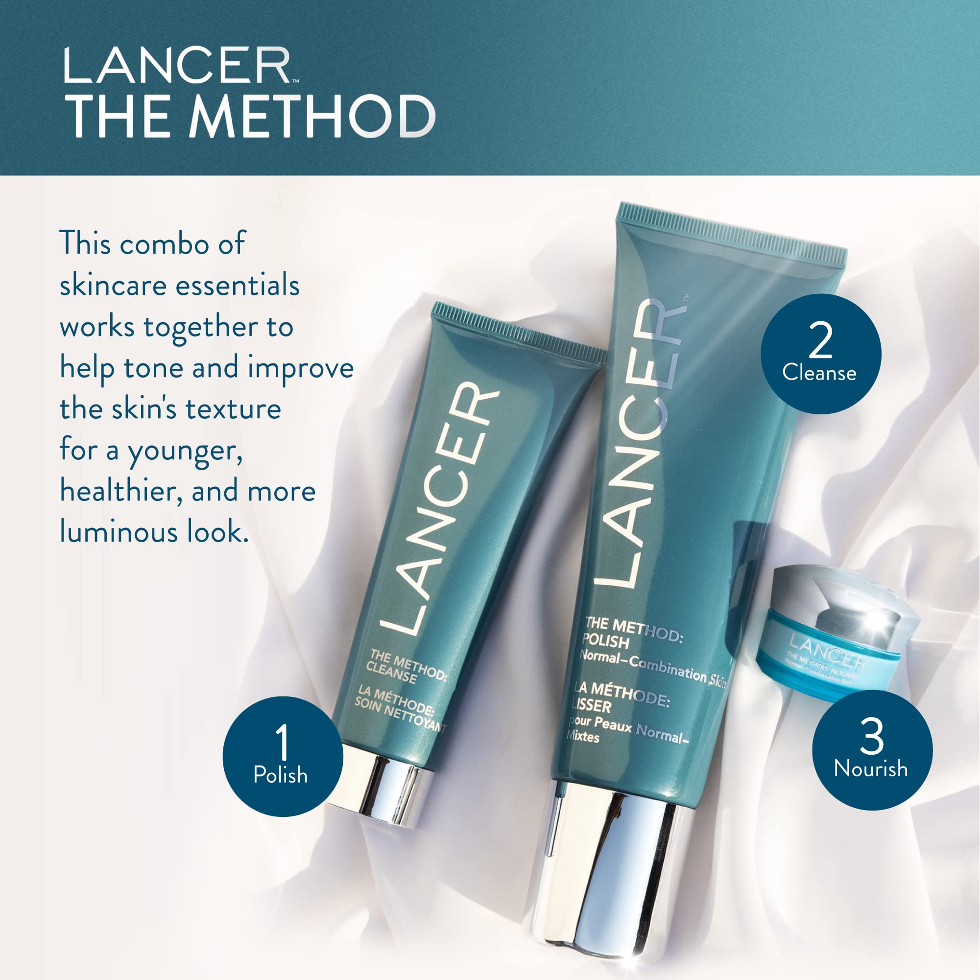 Lancer The Method Cleanse ingredients rice-amino acids highlight nourishing renewal for skin.