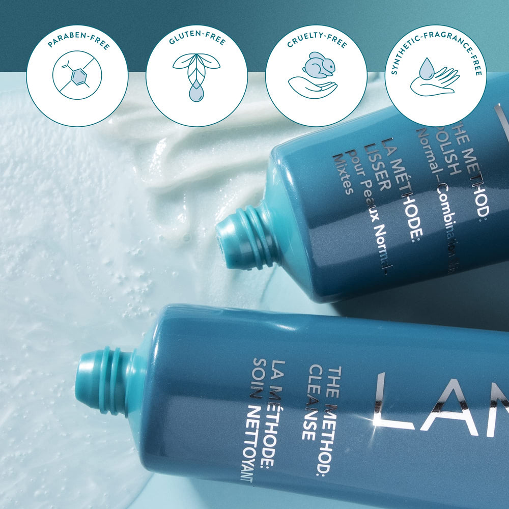 Lancer The Method Polish natural minerals delivering gentle exfoliation and refreshed skin.