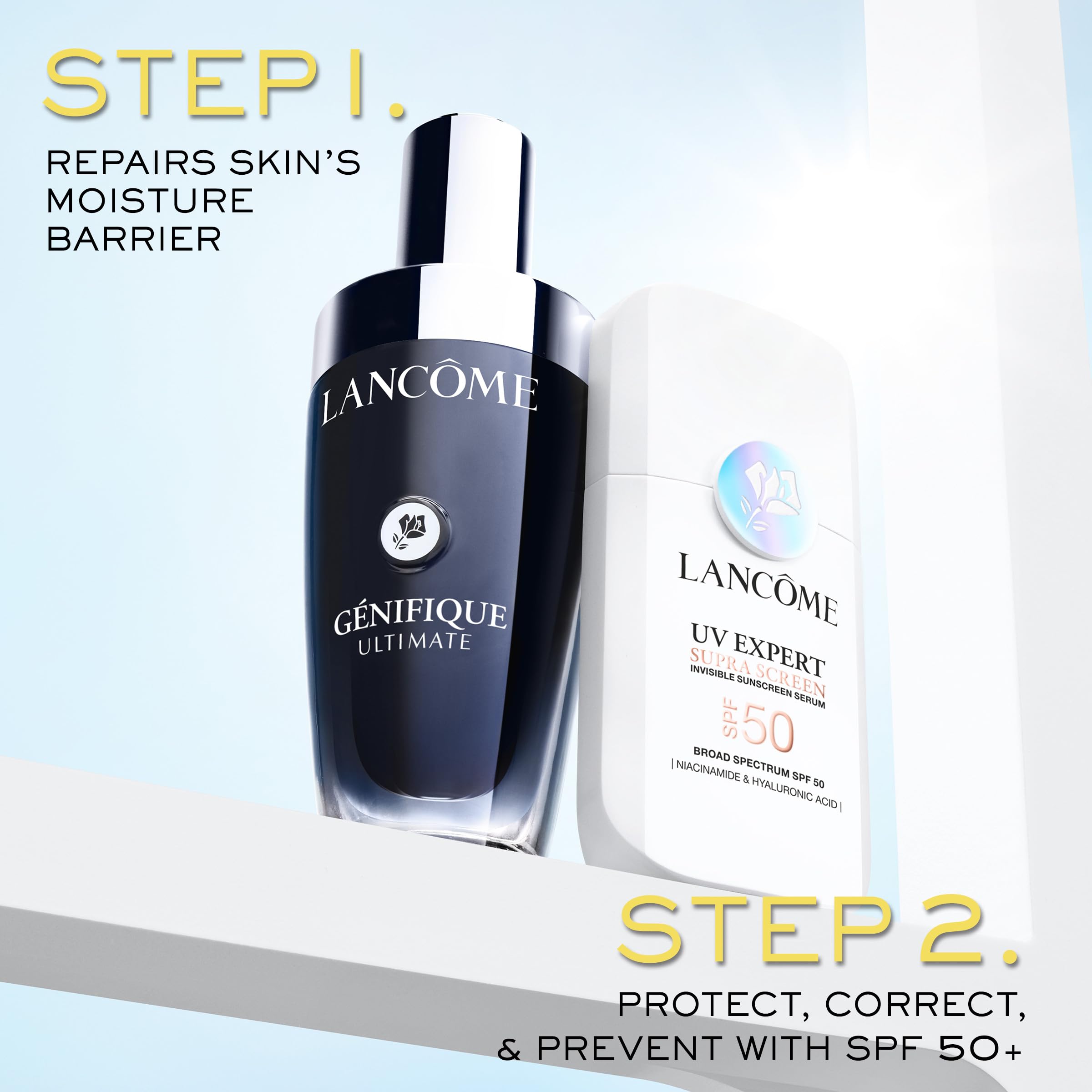 Lancôme Supra Screen 48-hour hydration concept on the surface of skin.