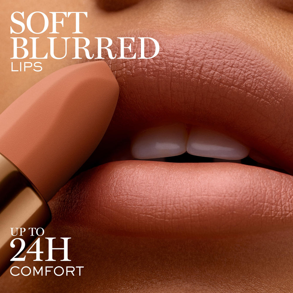 Lancôme L'Absolu Rouge Intimatte Hush Hush hydration-ceramides image emphasizes lasting comfort.