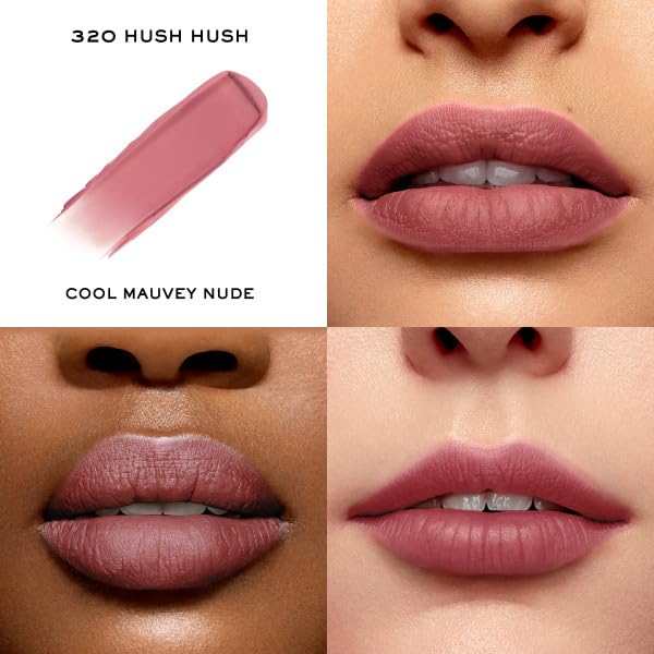 Lancôme L'Absolu Rouge Intimatte Hush Hush petal bullet enables precise lip definition.