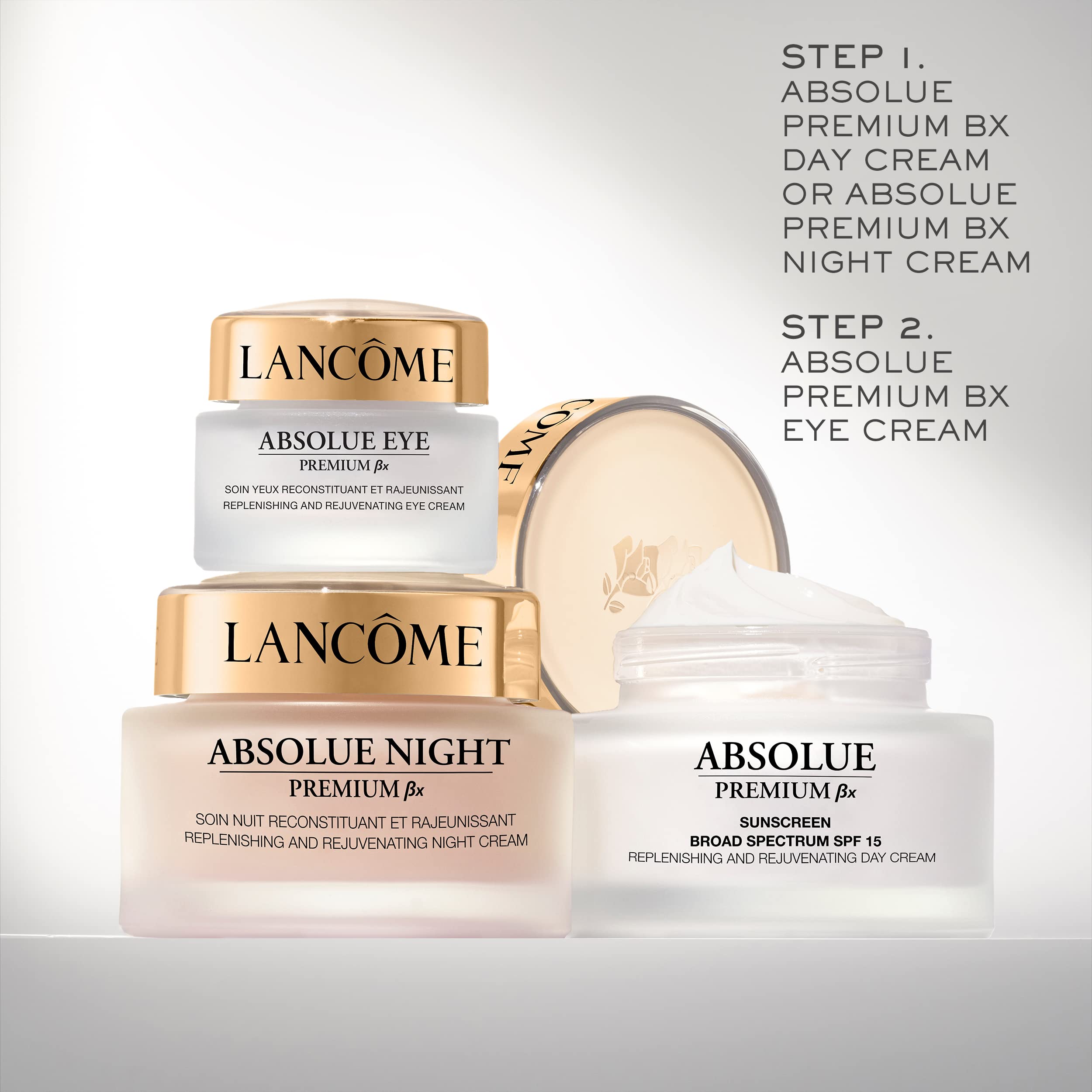 Lancôme Absolue Premium Bx Day Cream in use as part of routine.