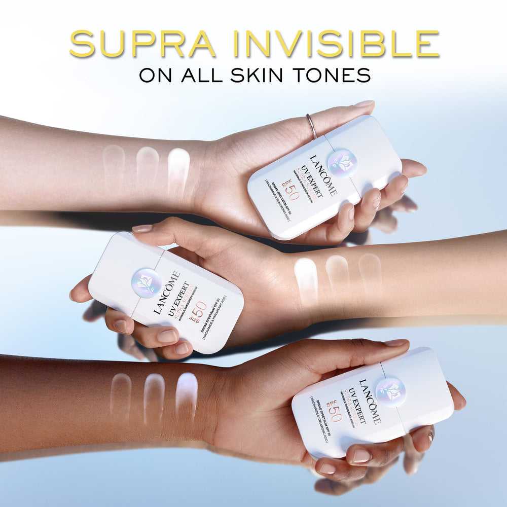 Lancôme Supra Screen label highlights suitability for all skin types.