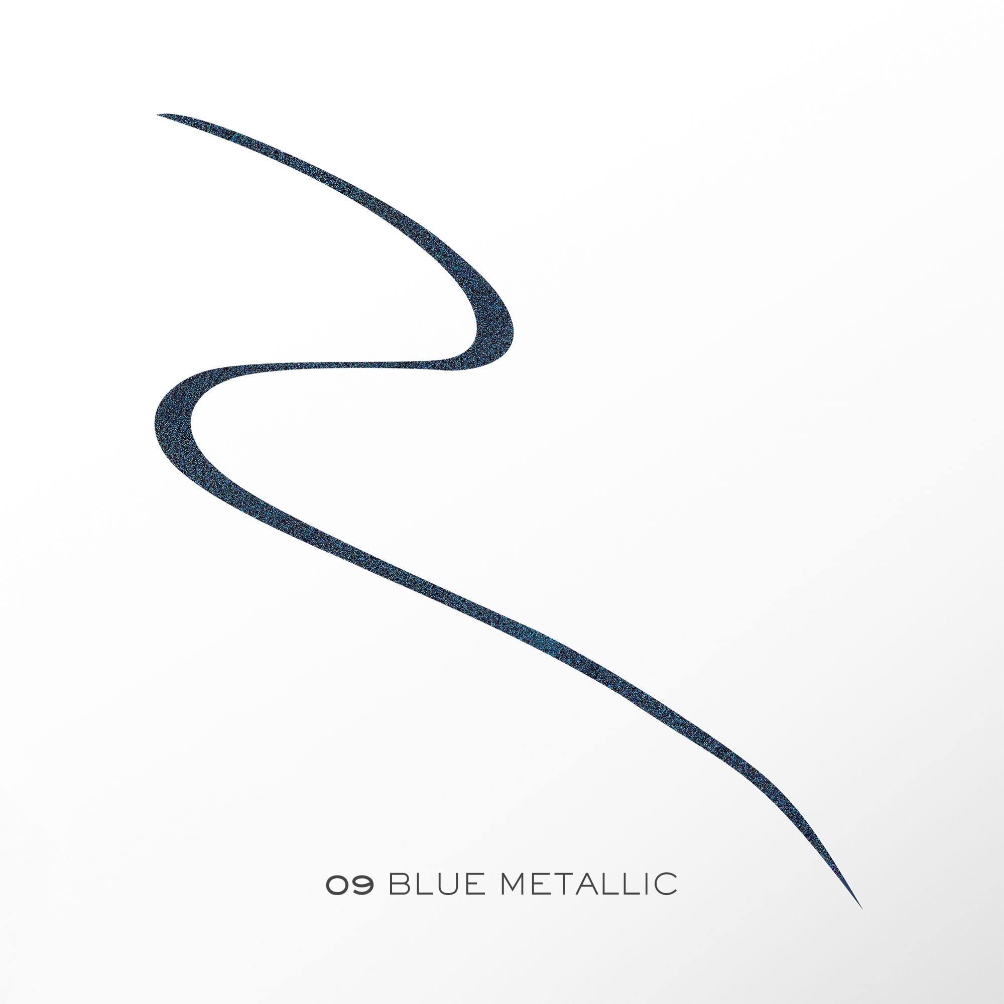 Lancôme Artliner satin metallic blue eyeliner applied for bold, smooth lines