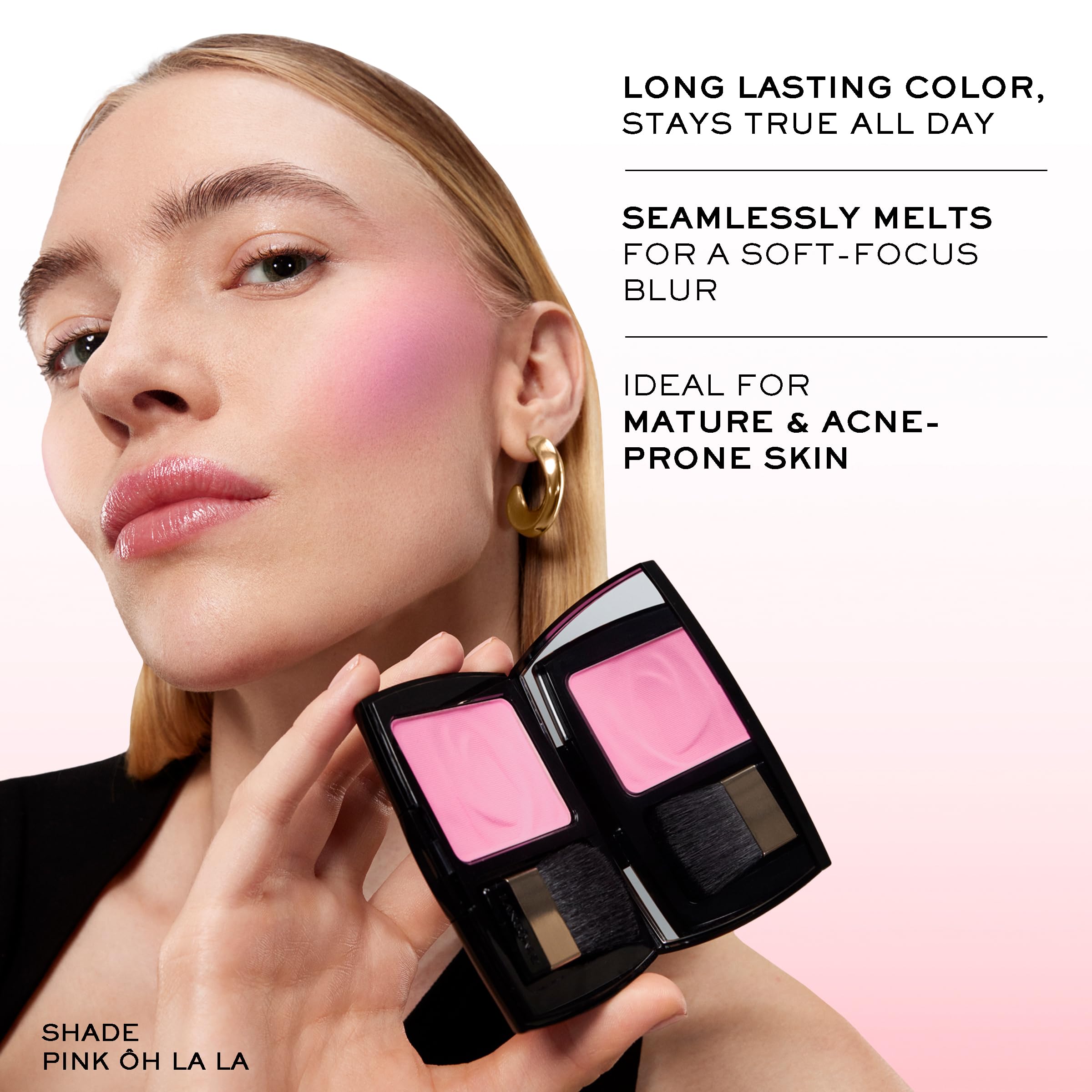 Lancôme Blush Subtil Berry Bisou compact shows ultra-fine pigment for seamless color.