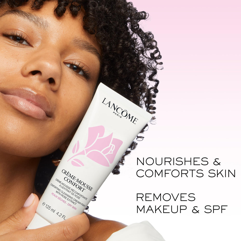 Lancôme Créme Mousse Confort rosehip oil — soothing oil nourishes while cleansing.