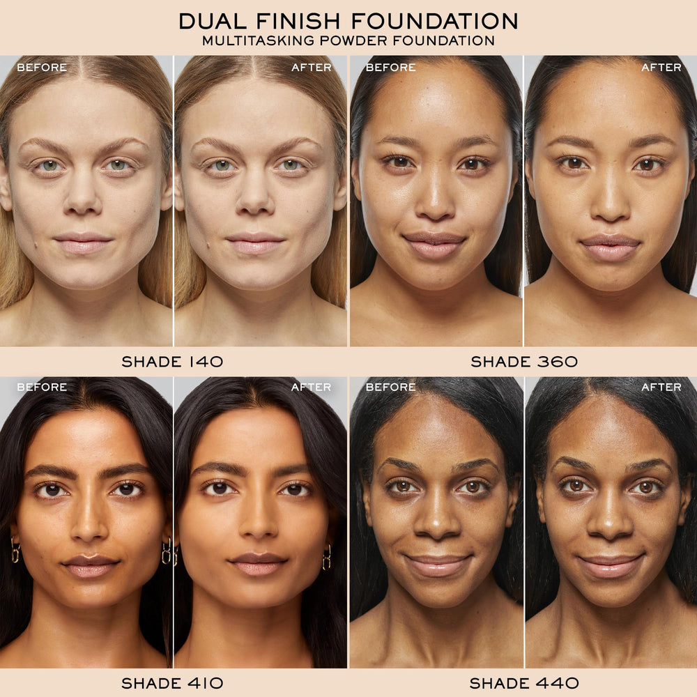 Lancôme Dual Finish natural matte finish swatch on skin for easy blending.