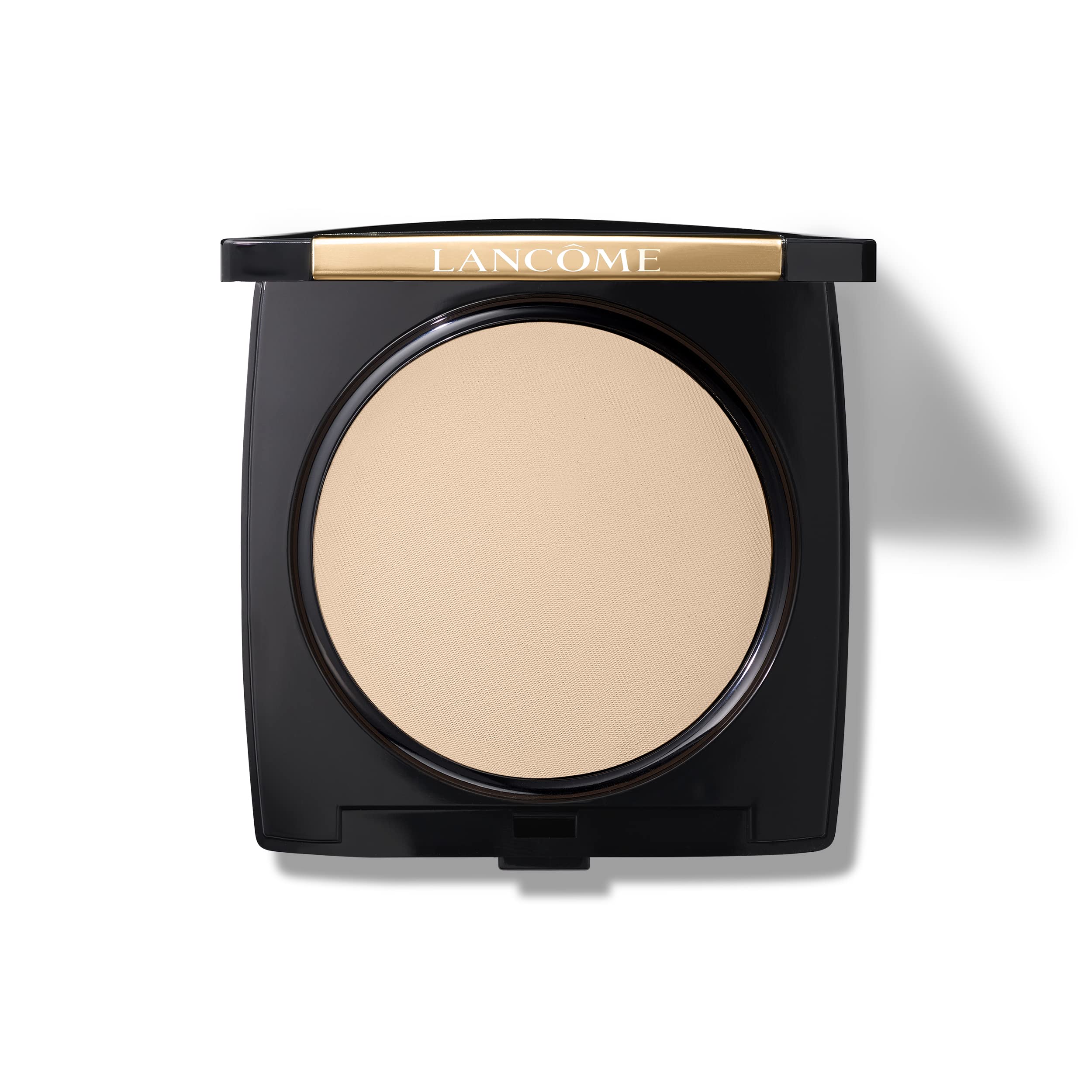 Lancôme Dual Finish powder compact closeup shows natural matte finish.
