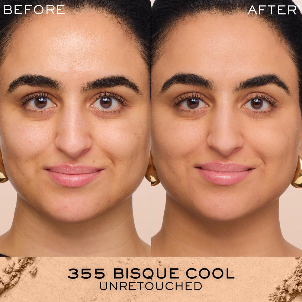 Lancôme Dual Finish powder foundation dry application with brush for smooth coverage