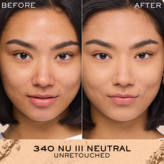 Lancôme Dual Finish wet application swatch demonstrating seamless blend and coverage