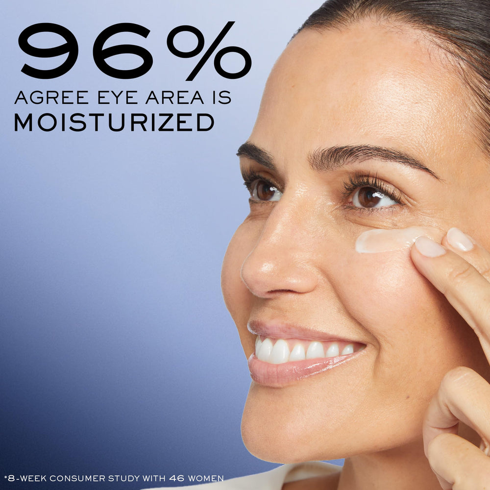 Lancôme Génifique Eye Cream rich-cream texture on skin suggests quick absorption.