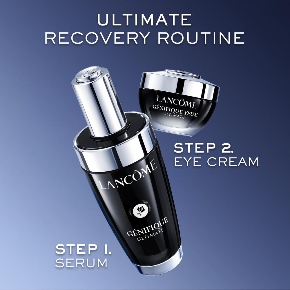 Lancôme Génifique Eye Cream vitamin-cg brightening close-up demonstrates radiance boost.