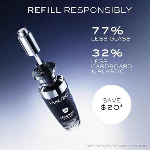 Lancôme Genifique Ultimate serum routine with other skincare items on a tray.